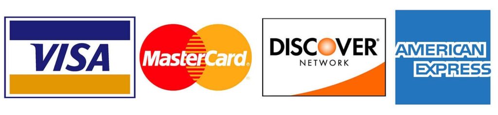 Visa, Mastercard, Discover, American Express